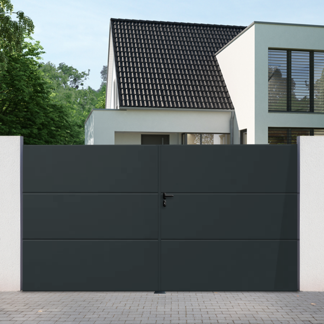 Portail battant aluminium Premium - Plein - COGNAC