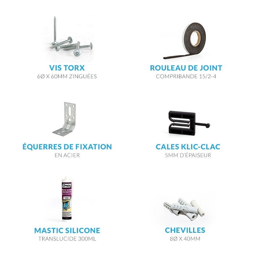 Kit de pose complet pour fenêtre en feuillure avec silicone gris anthracite