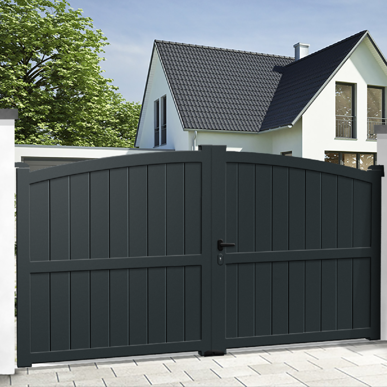 Portail battant aluminium Premium - Plein - ADRIATIQUE