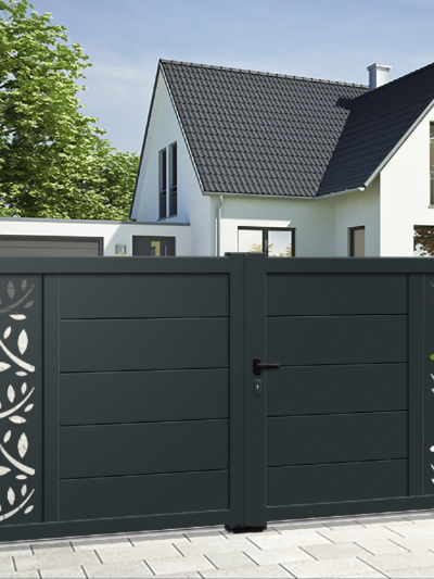 Portail battant aluminium Premium - Semi-ajouré - MALAGA