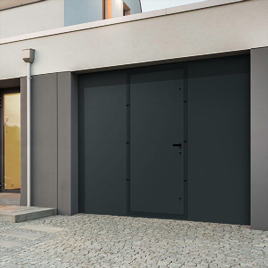 Porte de garage sectionnelle lisse Confort Portillon Intégré - MIA