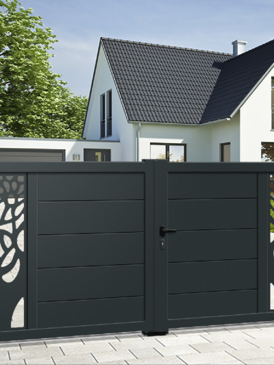 Portail battant aluminium Premium - Semi-ajouré - PRAGUE