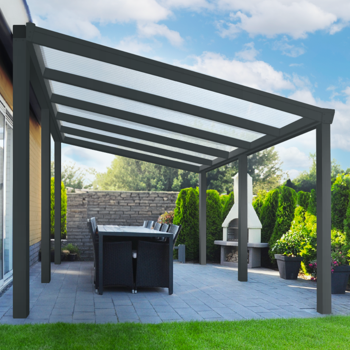 Pergola aluminium toit polycarbonate - SANTORINI PLUS Autoportée